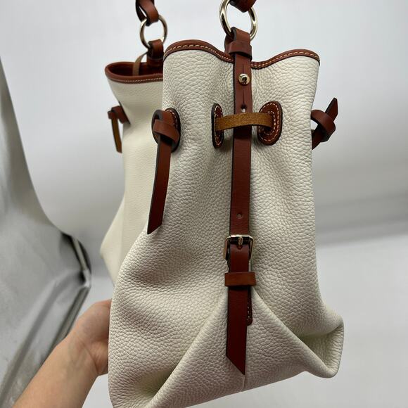 Dooney & Bourke Pebble Leather Maurizia Twist Strap Hobo White - Picture 13 of 16